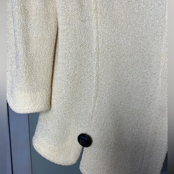 St John Collection Knit Yellow 3/4 Sleeve Blazer Zipper Closure Size 12